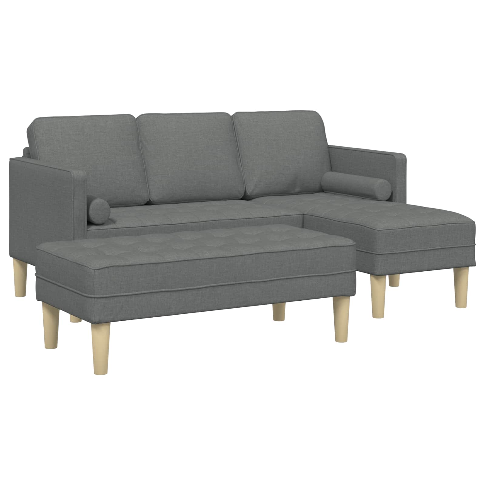 vidaXL Sofa Set mit Kissen 2 pcs Hellgrau Polyester
