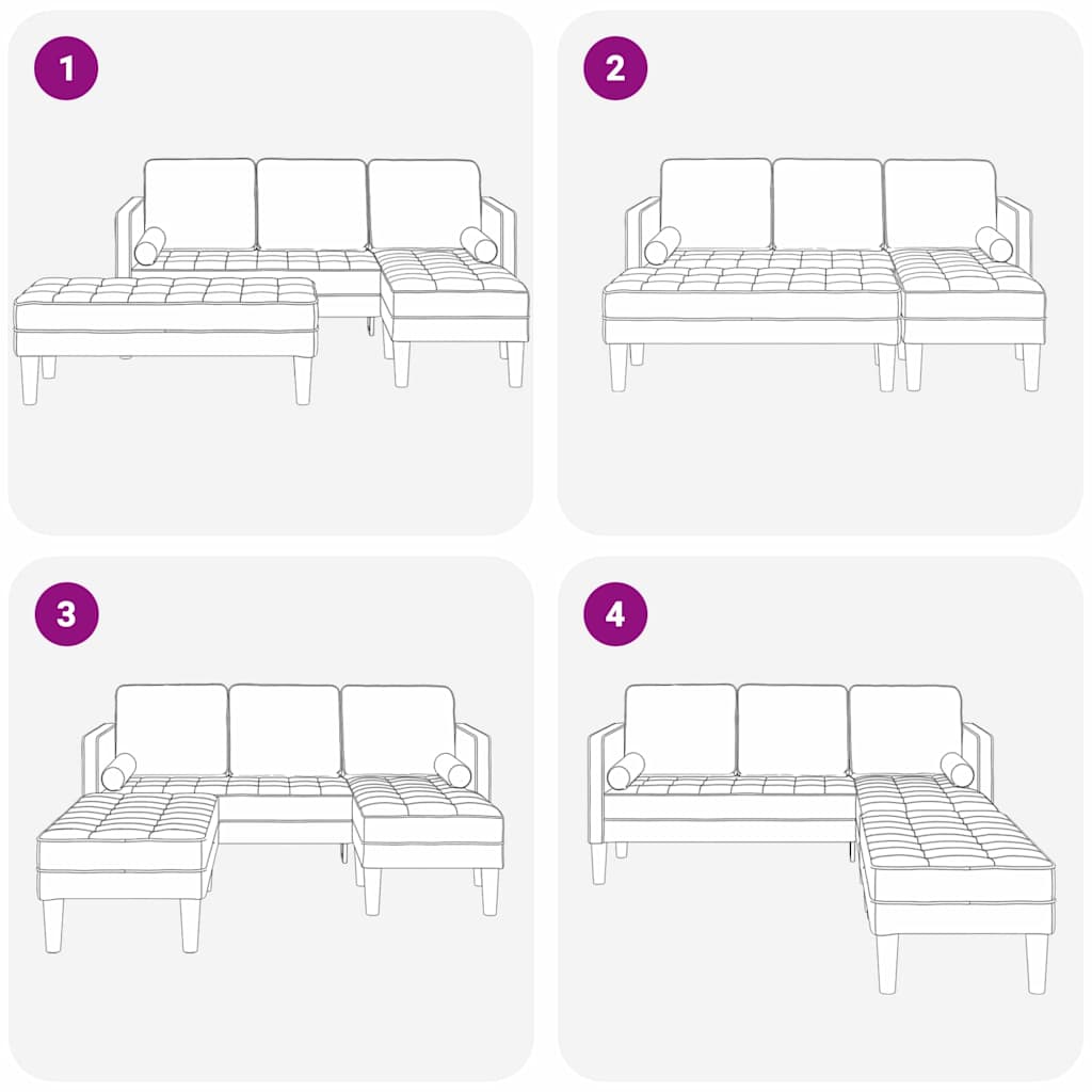 vidaXL Sofa Set mit Kissen 2 pcs Hellgrau Polyester