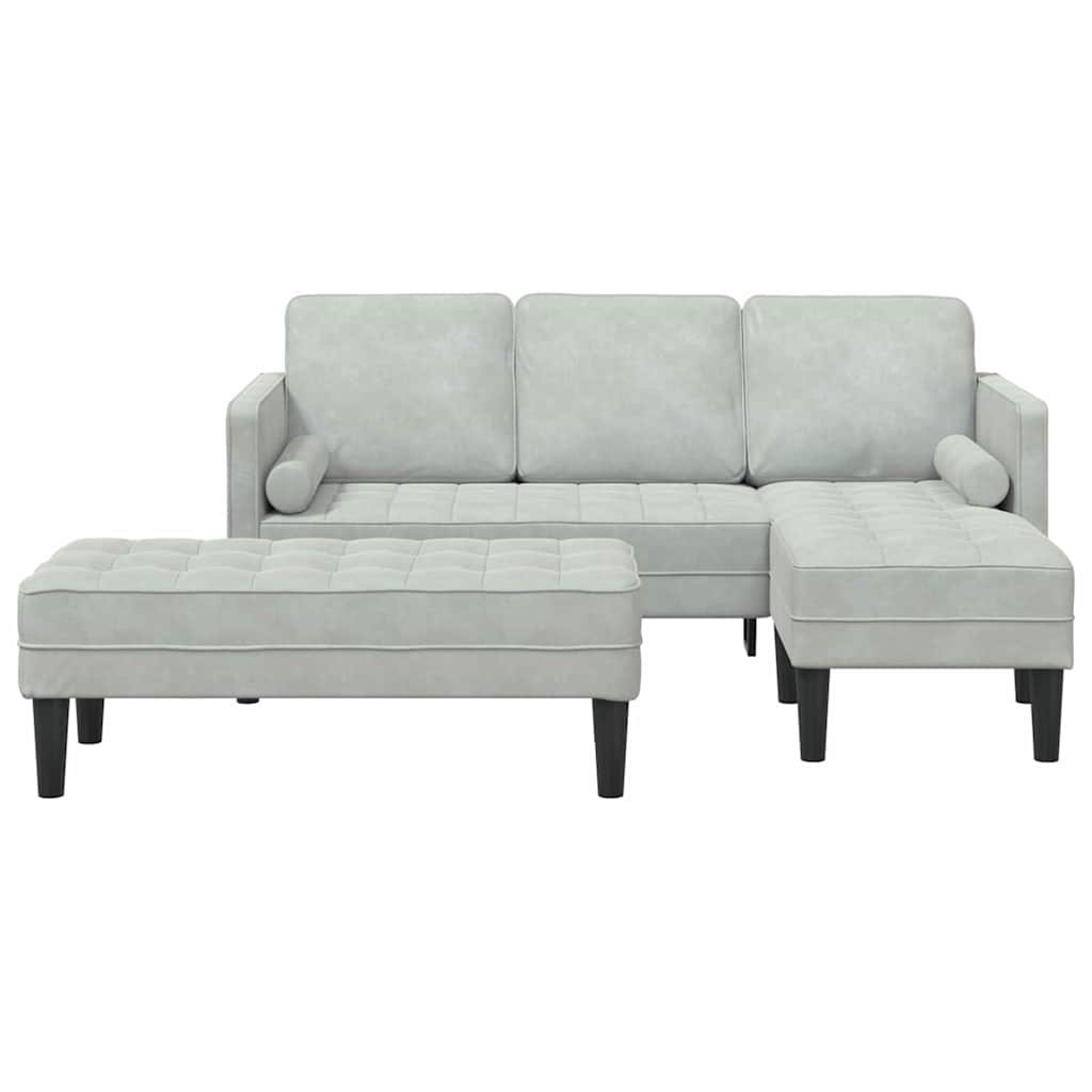 vidaXL Sofa Set mit Kissen 2 pcs Hellgrau Polyester