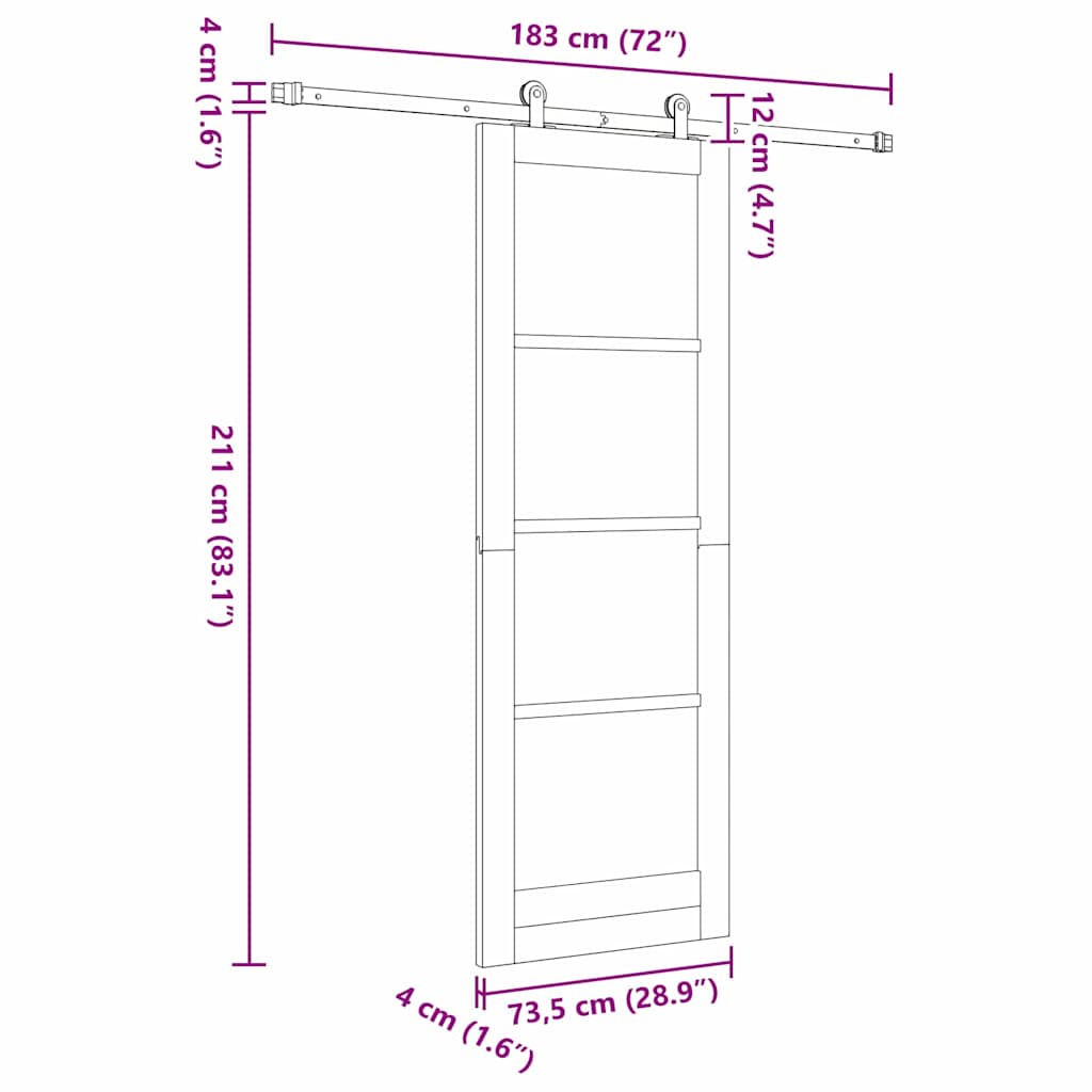 vidaXL Schiebetür ORKDAL Natürlich und Schwarz 73,5 x 211 cm