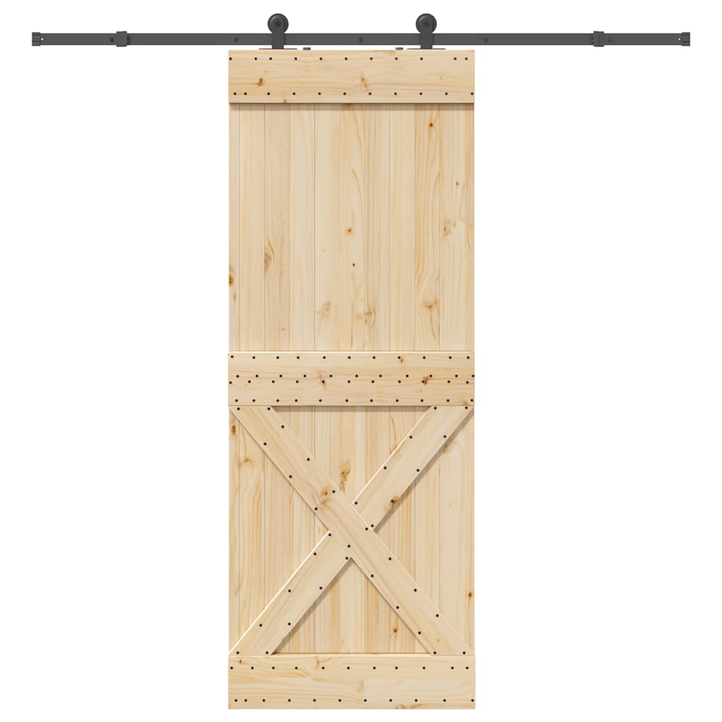 vidaXL Schiebetür mit Beschlag 70x210 cm Massivholz Kiefer