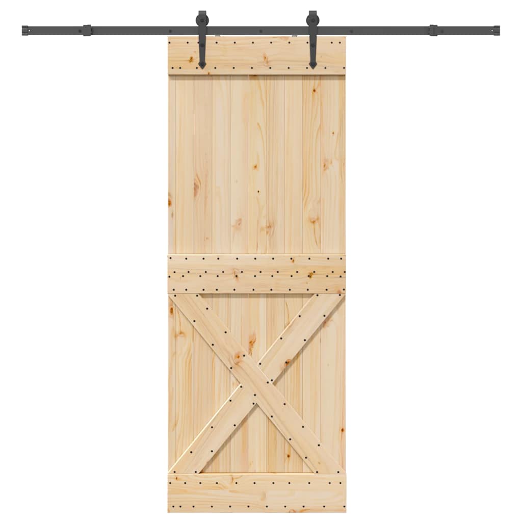 vidaXL Schiebetür mit Beschlag 70x210 cm Massivholz Kiefer