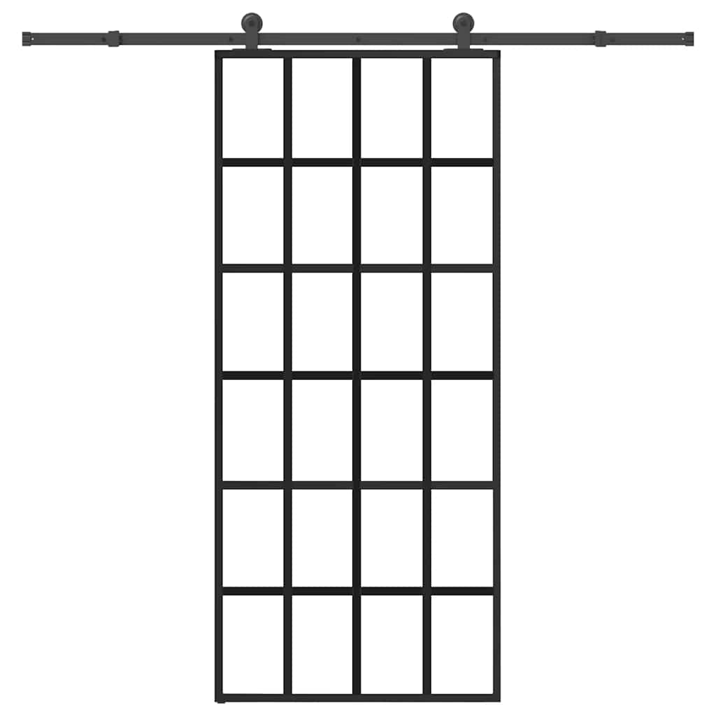 vidaXL Schiebetür mit Beschlag 76x205 cm ESG-Glas & Aluminium