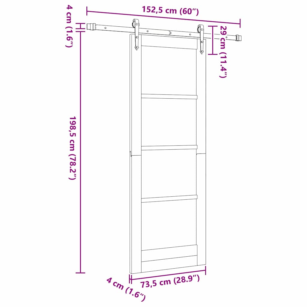 vidaXL Schiebetür ORKDAL Braun 73,5 x 198,5 cm Massives Kiefernholz