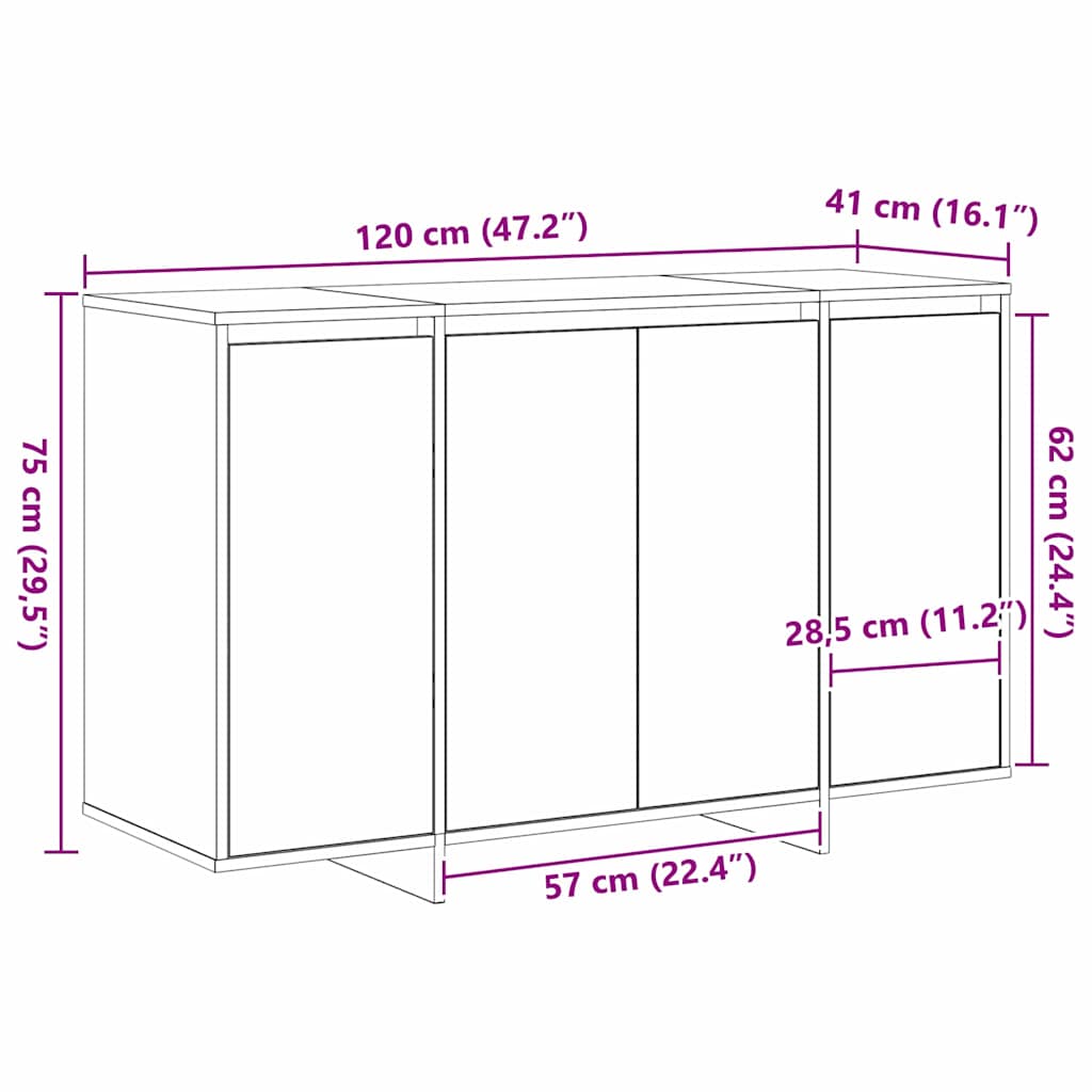 vidaXL Sideboard Weiß 120 x 41 x 75 cm Holzwerkstoff