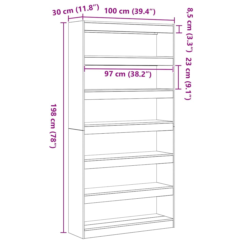 vidaXL Bücherregal Weiß 100 x 30 x 198 cm Holzwerkstoff