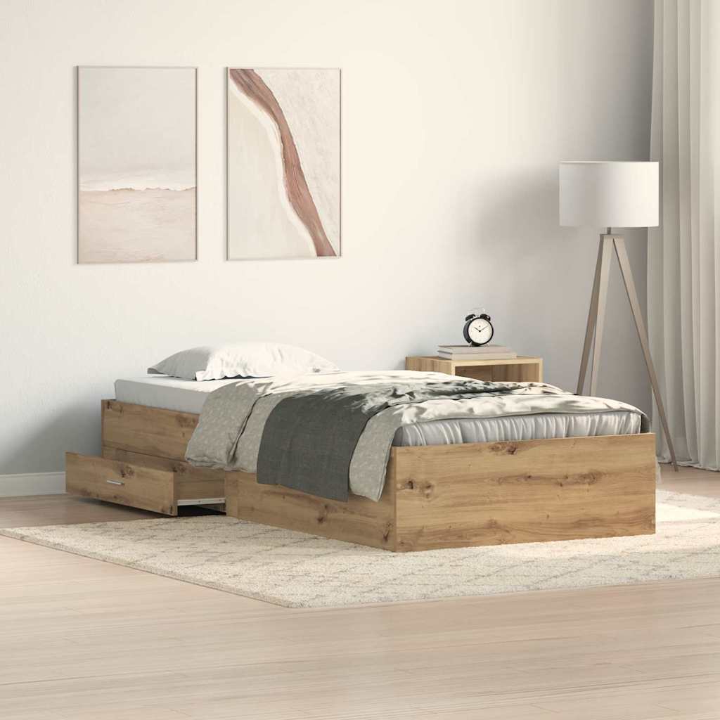 Bettgestell mit Schubladen Weiß 200x200 cm Holzwerkstoff