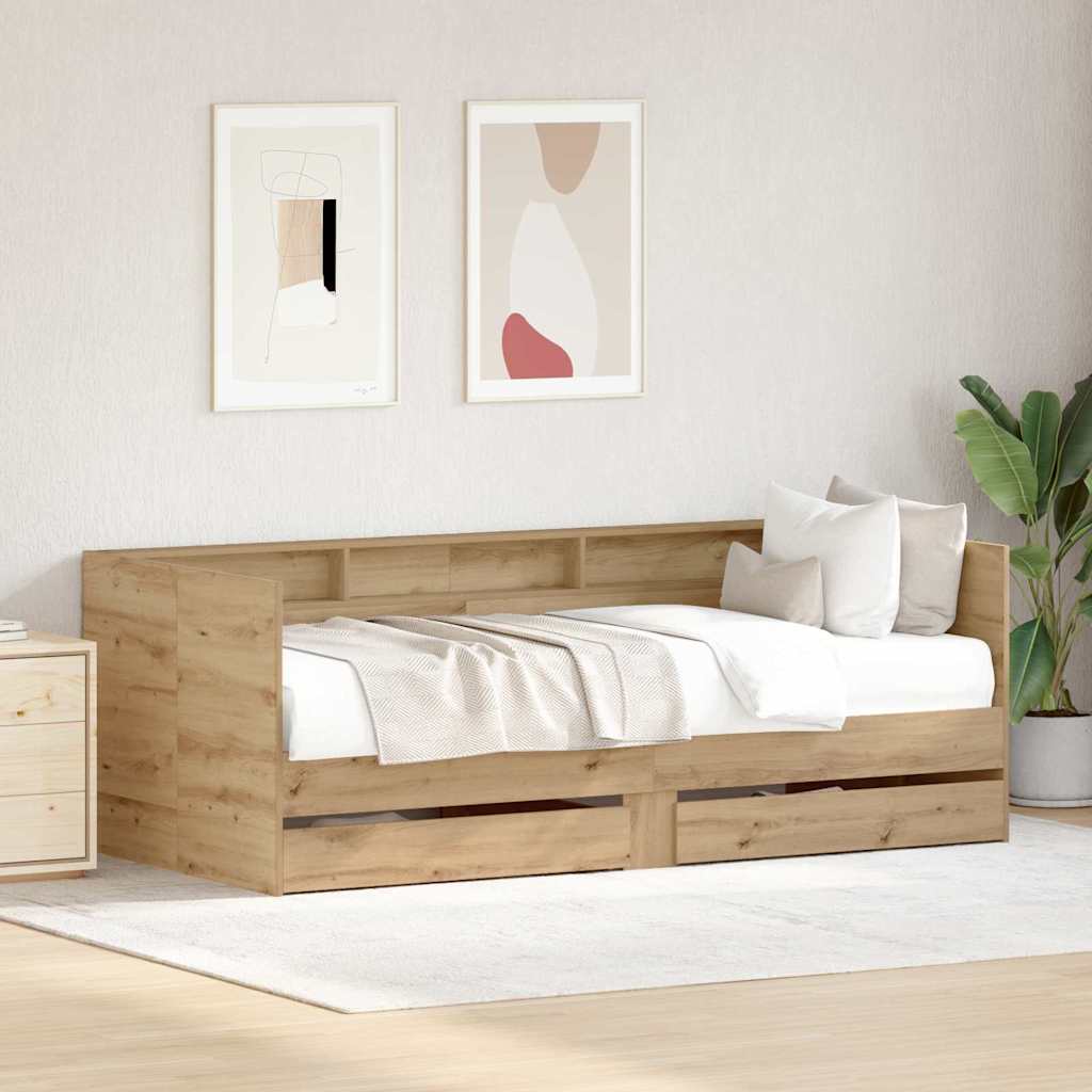 Tagesbett mit Schubladen ohne Matratze Weiß 100x200 cm