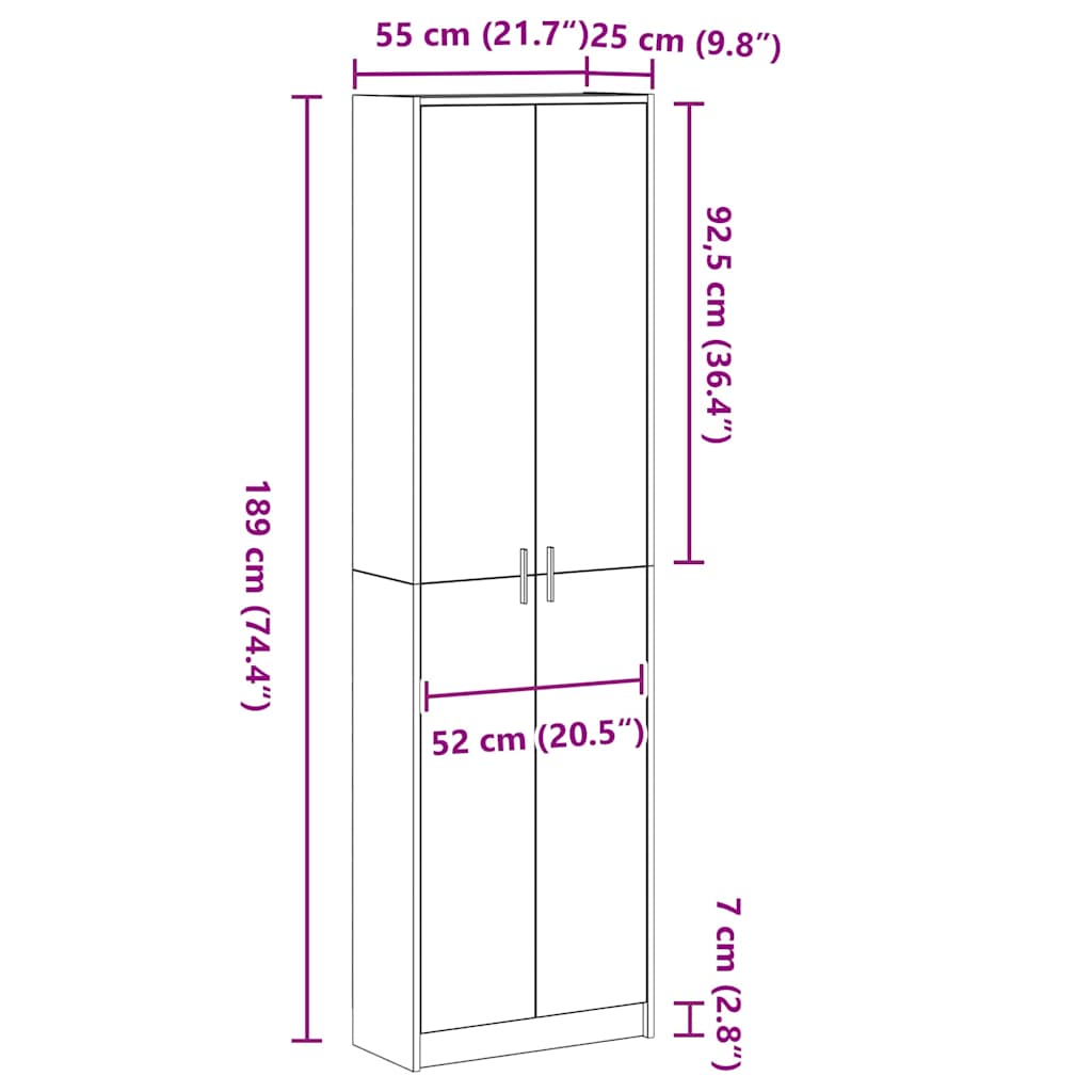 vidaXL Kleiderschrank mit Regal Weiß 55 x 25 x 189 cm Holzwerkstoff
