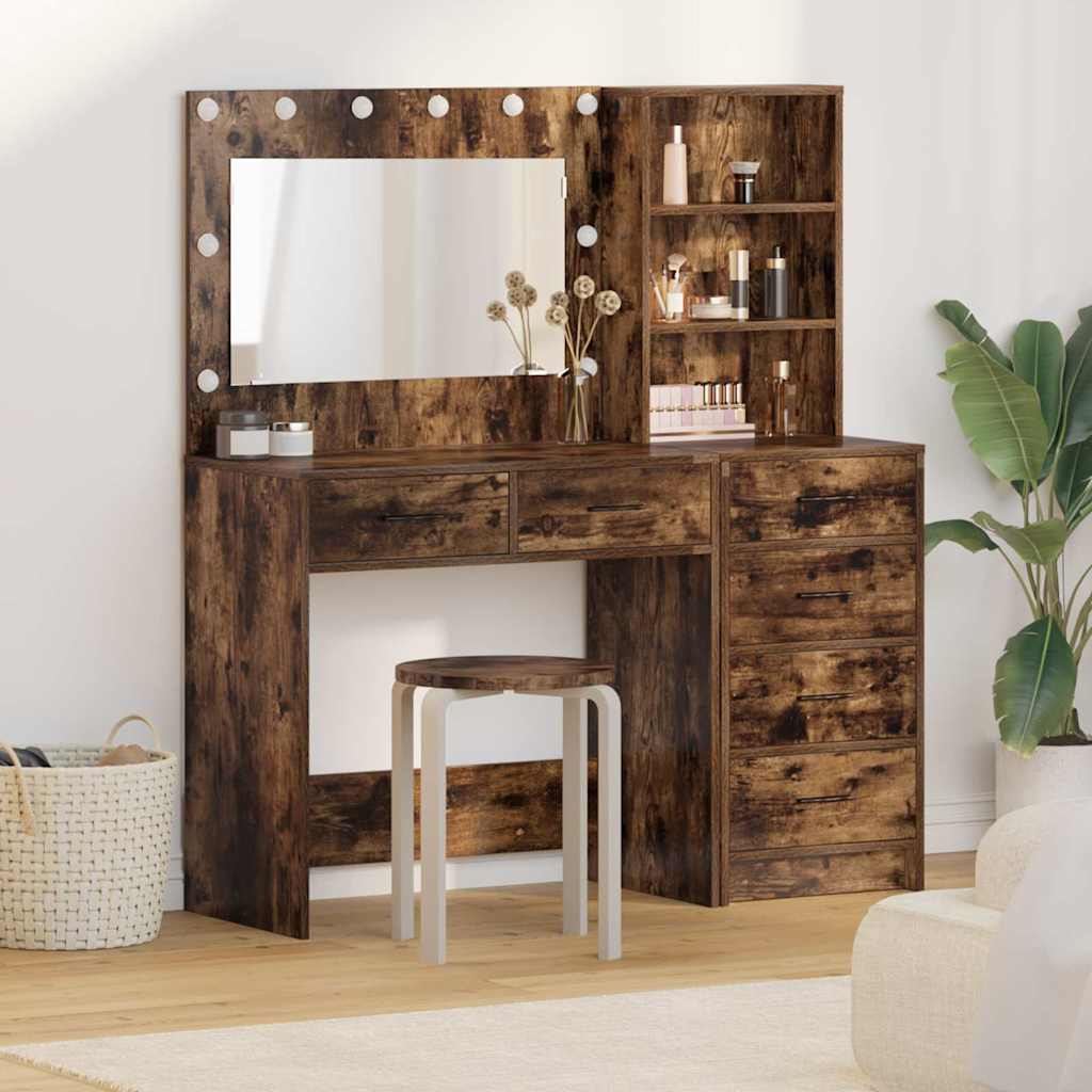 vidaXL Schminktisch mit Regal Weiß 78,5 x 41 x 135 cm Holzwerkstoff