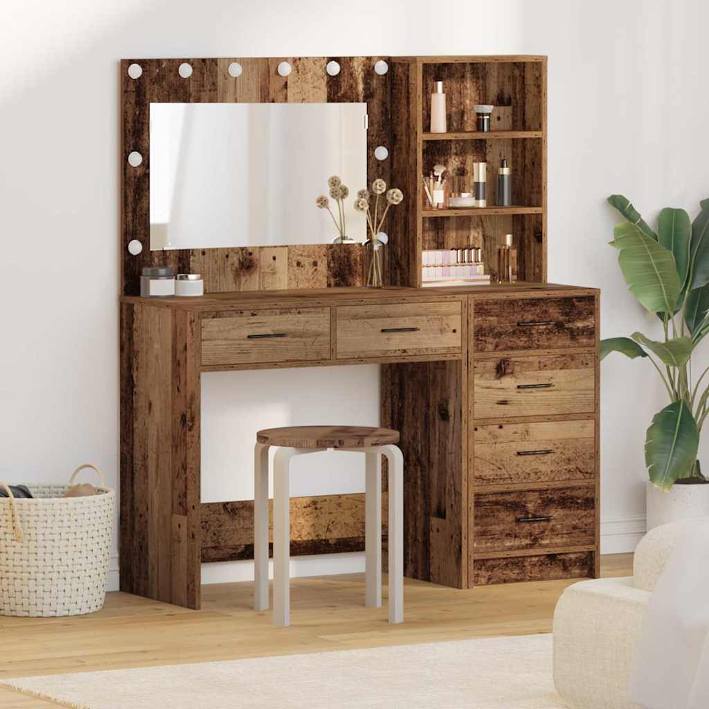 vidaXL Schminktisch mit Regal Weiß 78,5 x 41 x 135 cm Holzwerkstoff