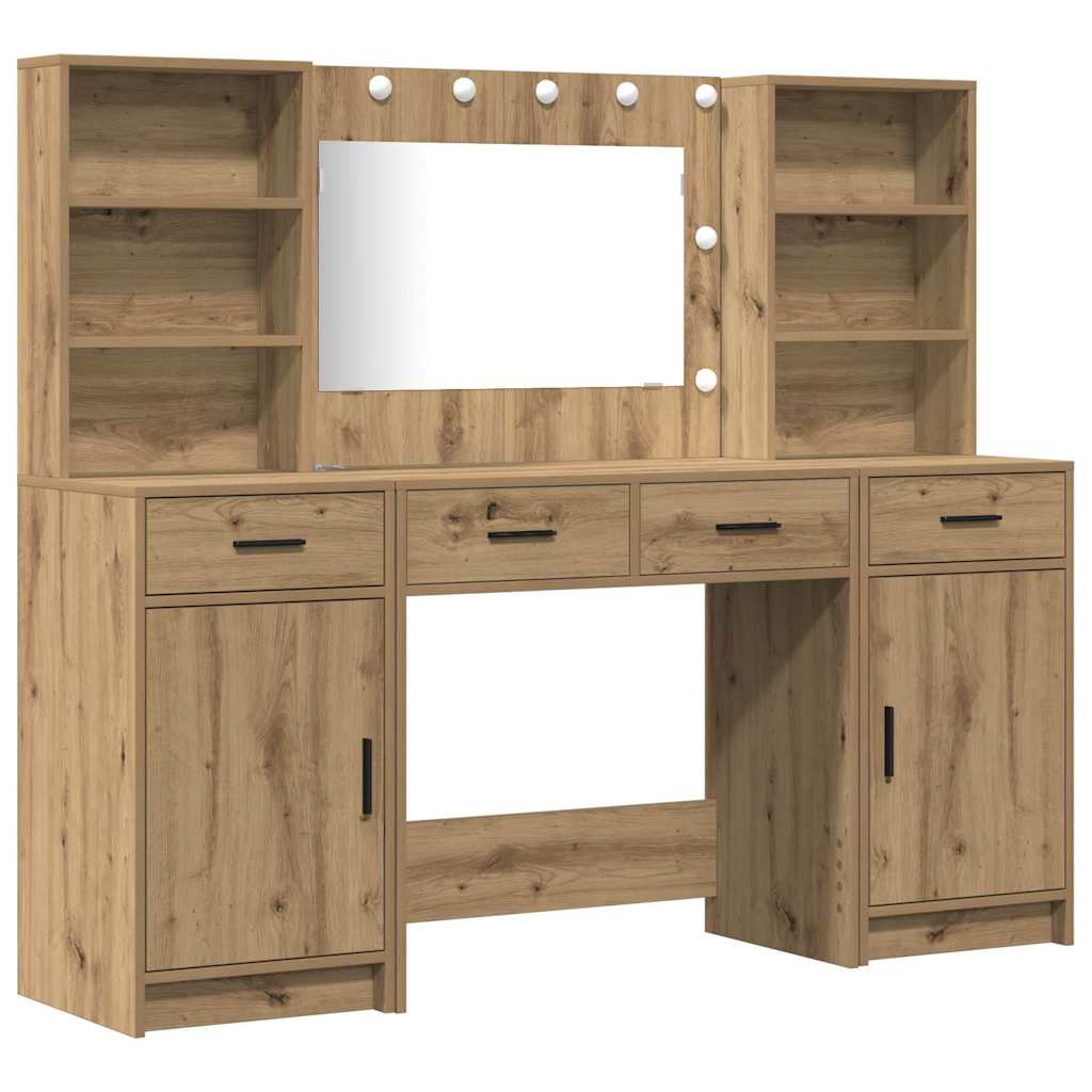 vidaXL Schminktisch Set mit Schubladen 3 pcs Weiß Holzwerkstoff