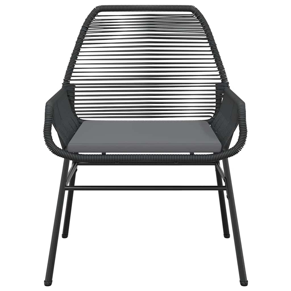 3-tlg. Garten-Essgruppe mit Kissen Schwarz Poly Rattan Glas