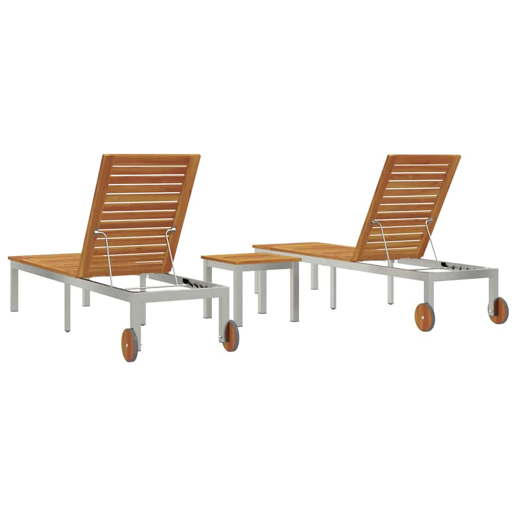 vidaXL Liege 2-Person 3 pcs Braun Massivholz Akazie