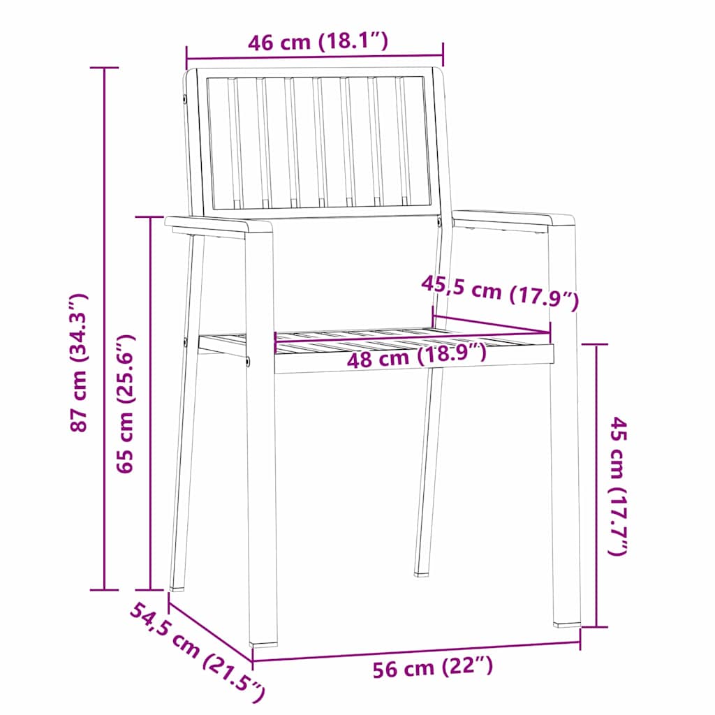 Gartenstuhl 6 pcs Braun 56 x 54,5 x 87 cm Massivholz Akazie
