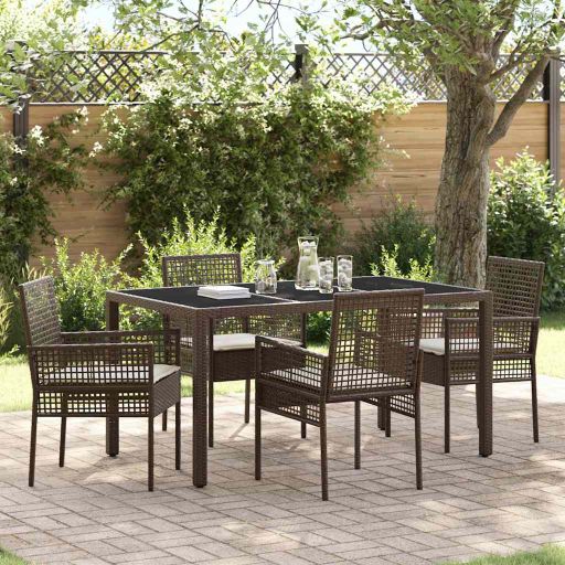 Garten Essgruppe 3 pcs Schwarz Poly-Rattan