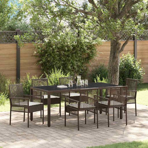 Garten Essgruppe 3 pcs Schwarz Poly-Rattan