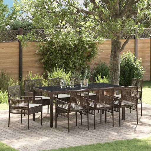 Garten Essgruppe 3 pcs Schwarz Poly-Rattan