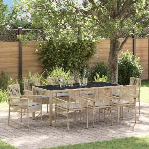 Garten Essgruppe 3 pcs Schwarz Poly-Rattan