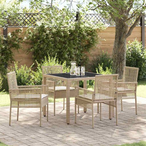 Garten Essgruppe 3 pcs Schwarz Poly-Rattan