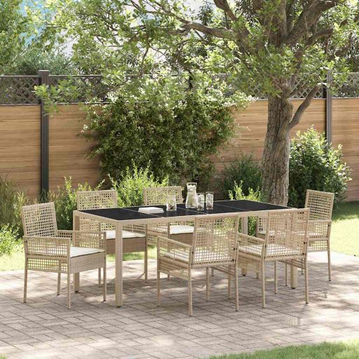 Garten Essgruppe 3 pcs Schwarz Poly-Rattan