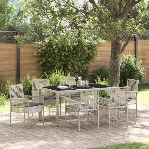Garten Essgruppe 3 pcs Schwarz Poly-Rattan