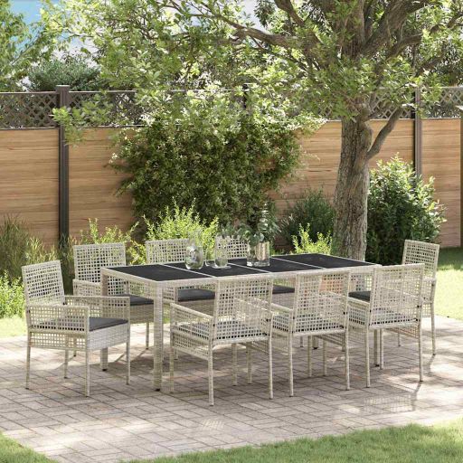 Garten Essgruppe 3 pcs Schwarz Poly-Rattan