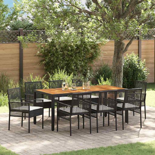 Garten Essgruppe 3 pcs Schwarz Poly-Rattan