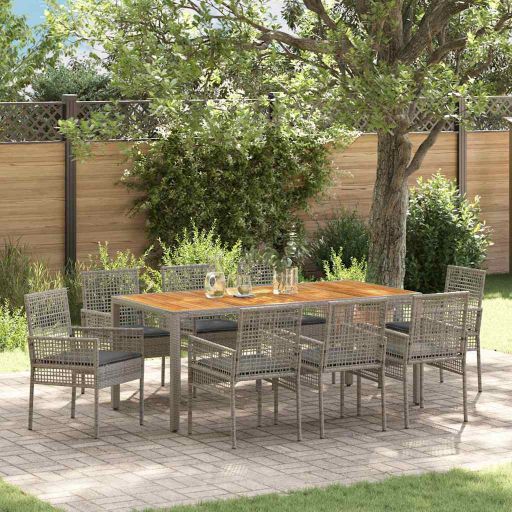 Garten Essgruppe 3 pcs Schwarz Poly-Rattan