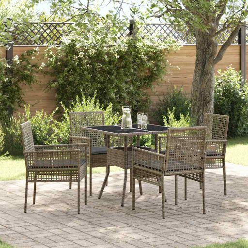 Garten Essgruppe 3 pcs Schwarz Poly-Rattan