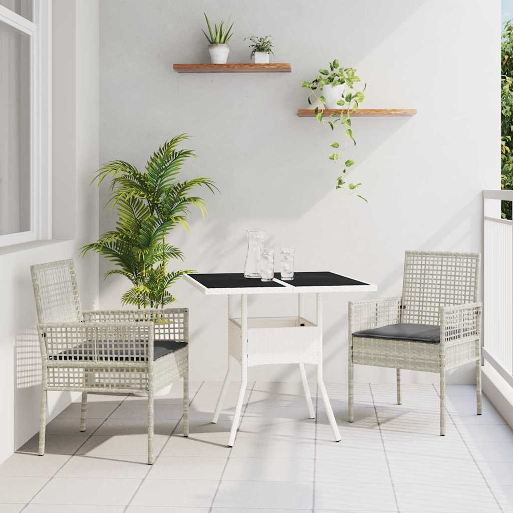 Garten Essgruppe 3 pcs Schwarz Poly-Rattan