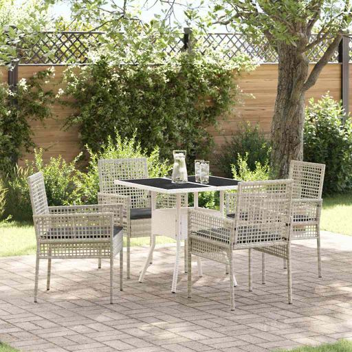 Garten Essgruppe 3 pcs Schwarz Poly-Rattan