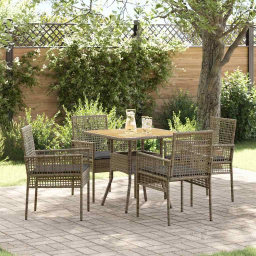 Garten Essgruppe 3 pcs Schwarz Poly-Rattan