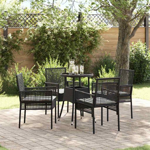 Garten Essgruppe 3 pcs Schwarz Poly-Rattan