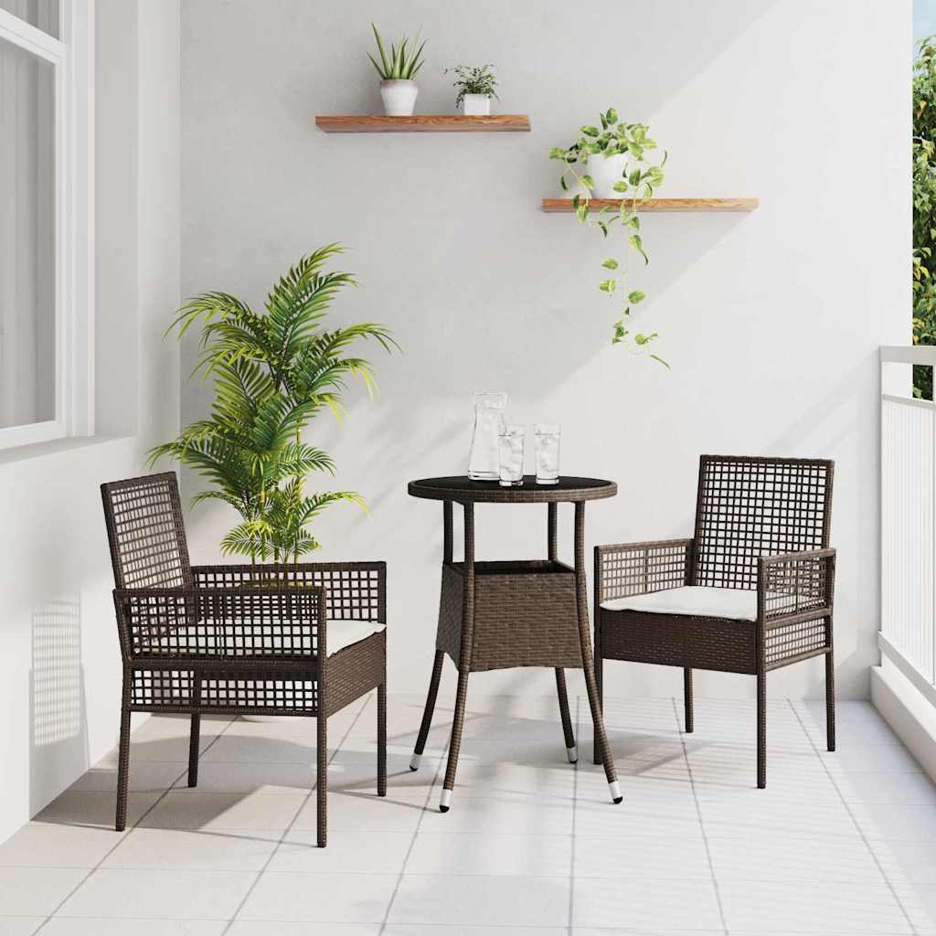 Garten Essgruppe 3 pcs Schwarz Poly-Rattan