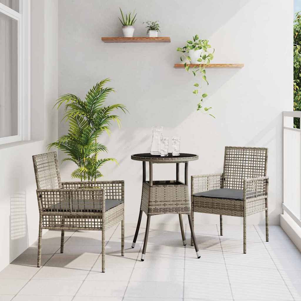 Garten Essgruppe 3 pcs Schwarz Poly-Rattan