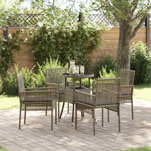 Garten Essgruppe 3 pcs Schwarz Poly-Rattan
