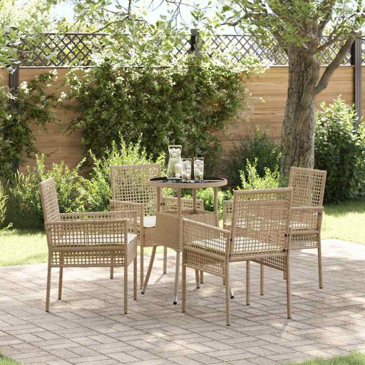 Garten Essgruppe 3 pcs Schwarz Poly-Rattan