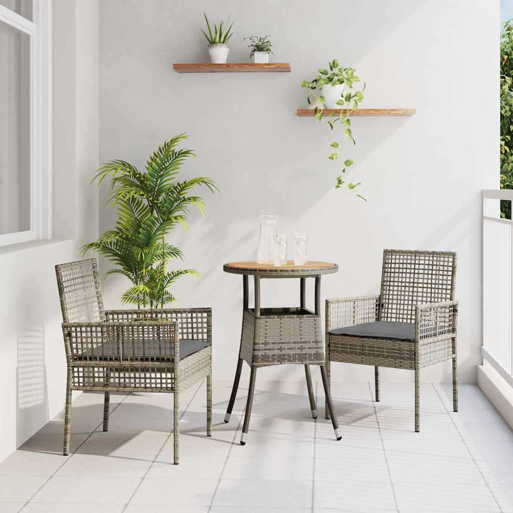 Garten Essgruppe 3 pcs Schwarz Poly-Rattan