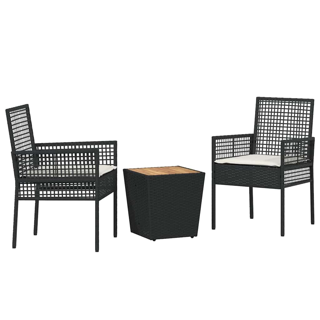 Garten Bistro Set 3 pcs Schwarz Poly-Rattan