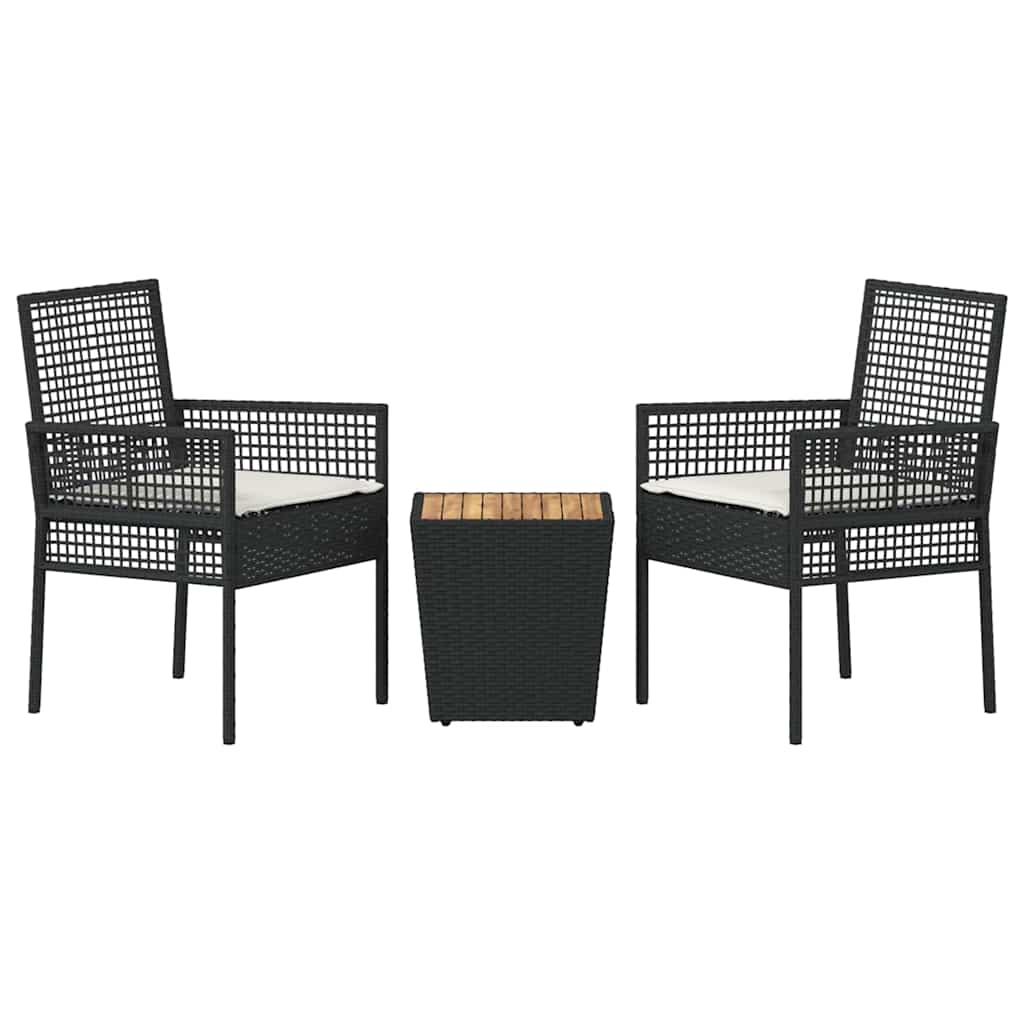 Garten Bistro Set 3 pcs Schwarz Poly-Rattan