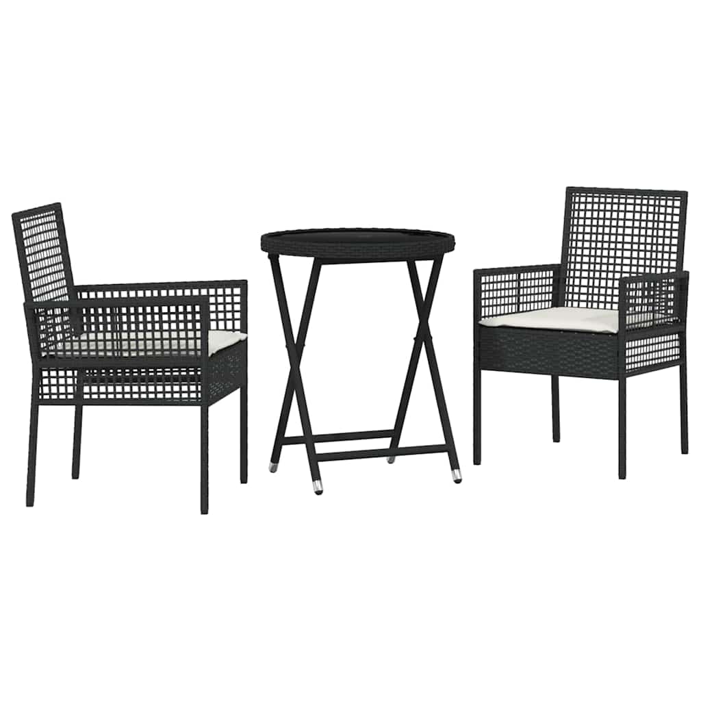 Garten Bistro Set 3 pcs Schwarz Poly-Rattan