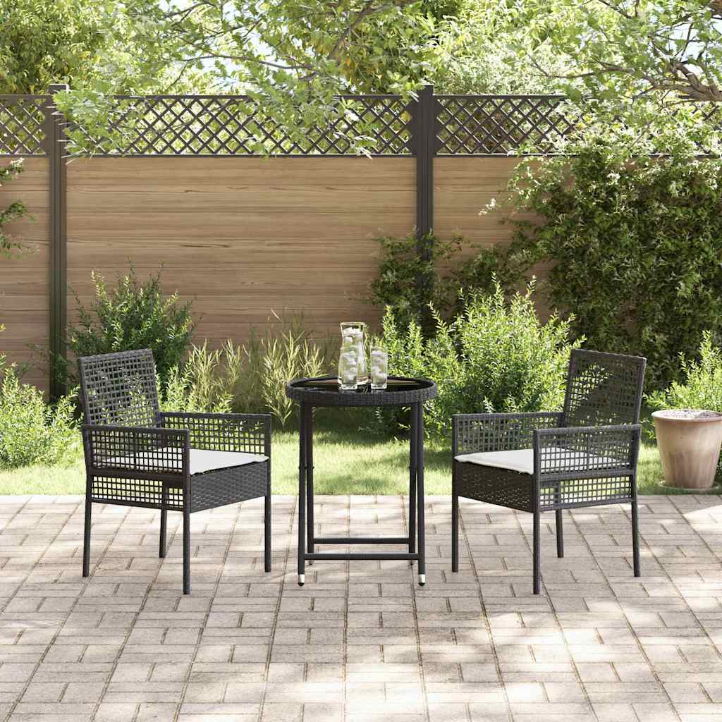 Garten Bistro Set 3 pcs Schwarz Poly-Rattan