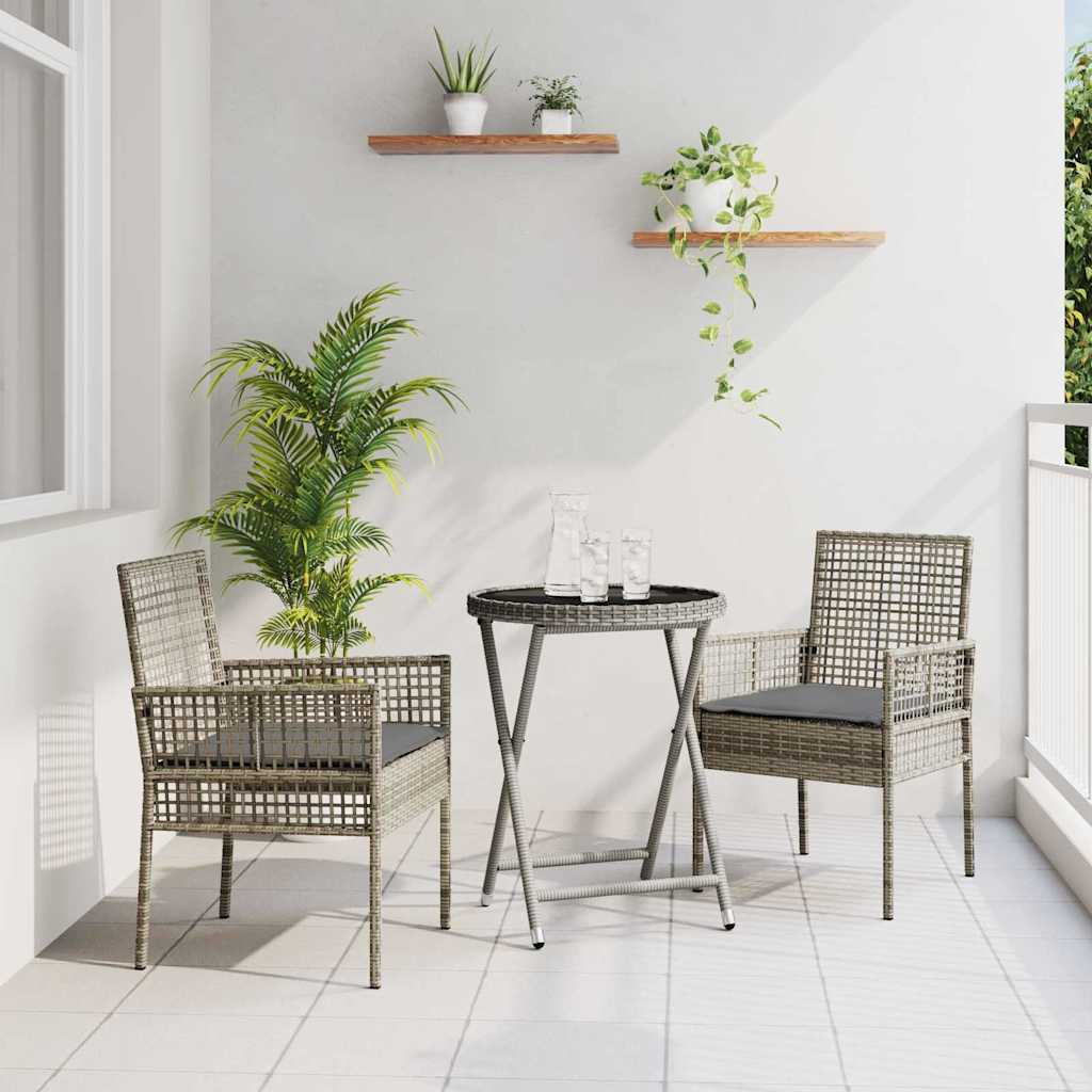 Garten Bistro Set 3 pcs Schwarz Poly-Rattan