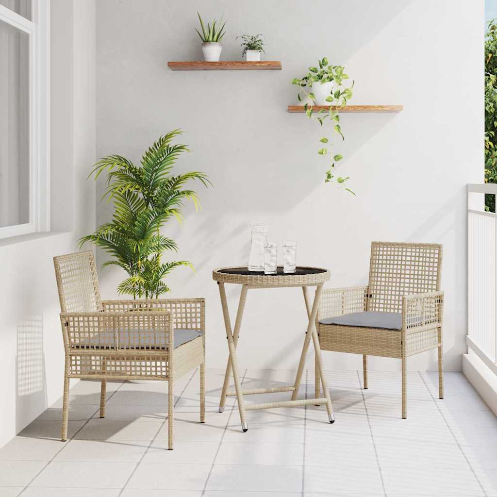 Garten Bistro Set 3 pcs Schwarz Poly-Rattan