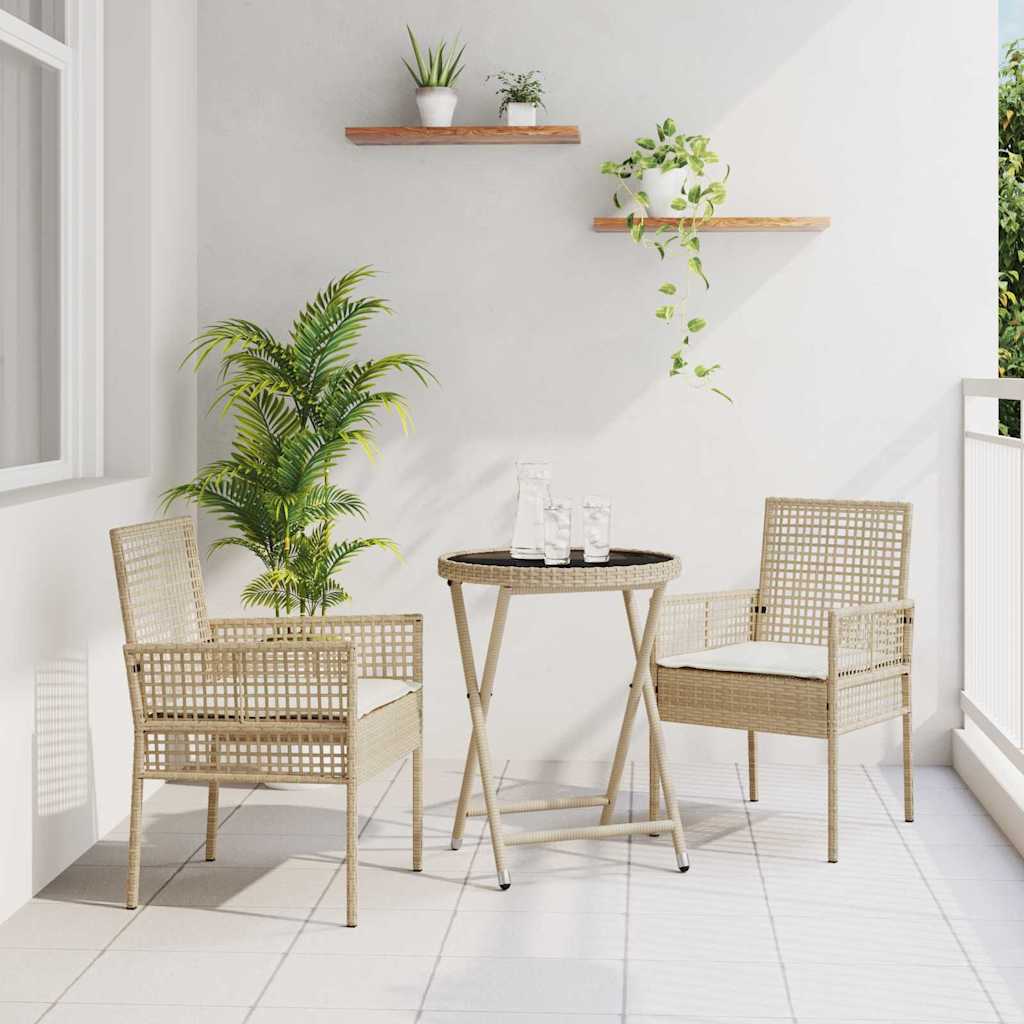 Garten Bistro Set 3 pcs Schwarz Poly-Rattan