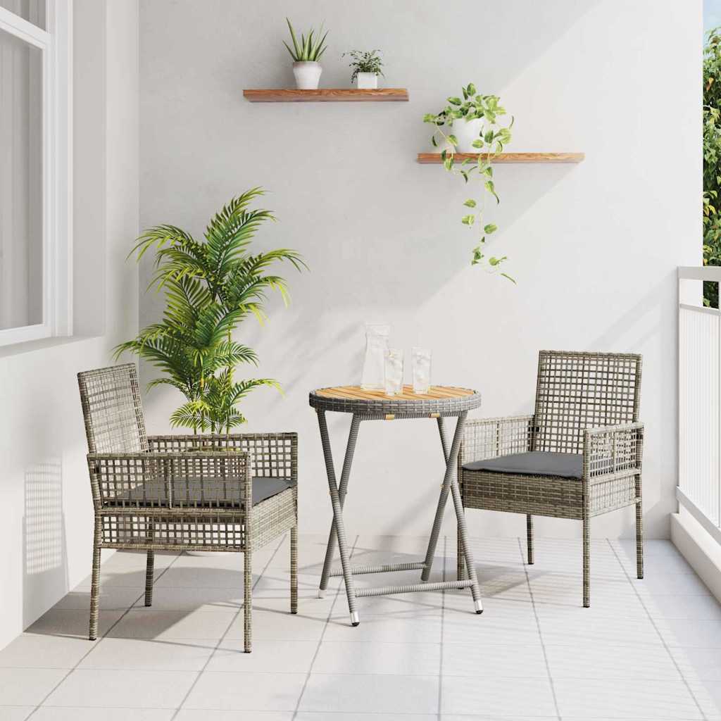 Garten Bistro Set 3 pcs Schwarz Poly-Rattan