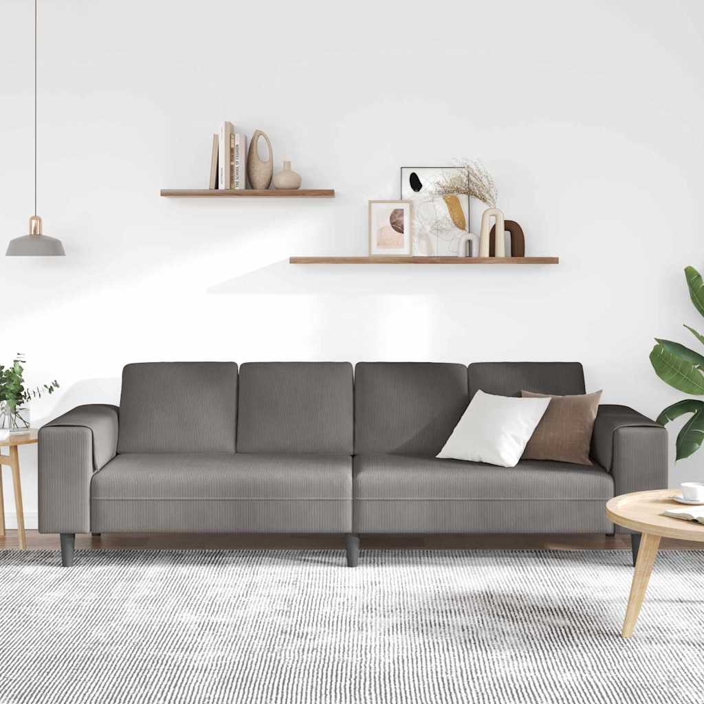 vidaXL Sofa mit Kissen Hellgrau 250 x 77 x 76 cm Cordstoff