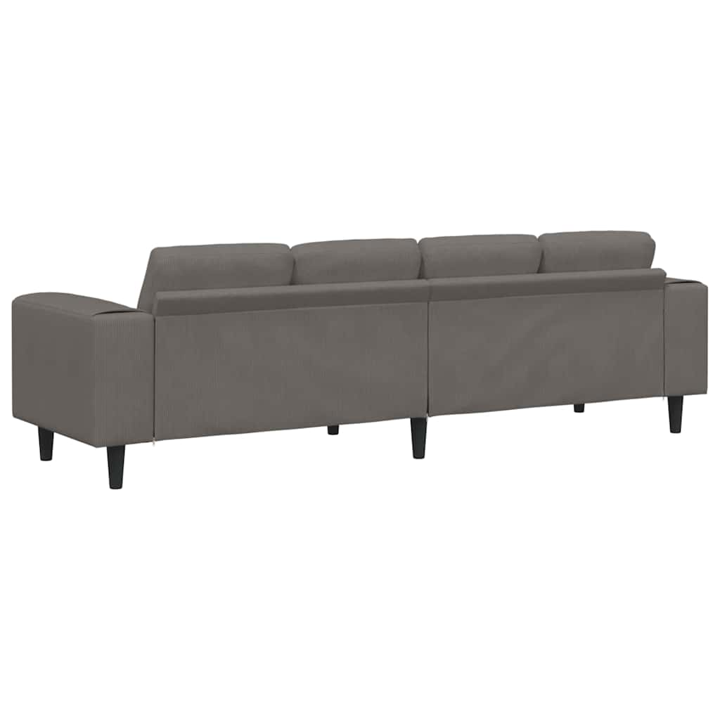 vidaXL Sofa mit Kissen Hellgrau 250 x 77 x 76 cm Cordstoff