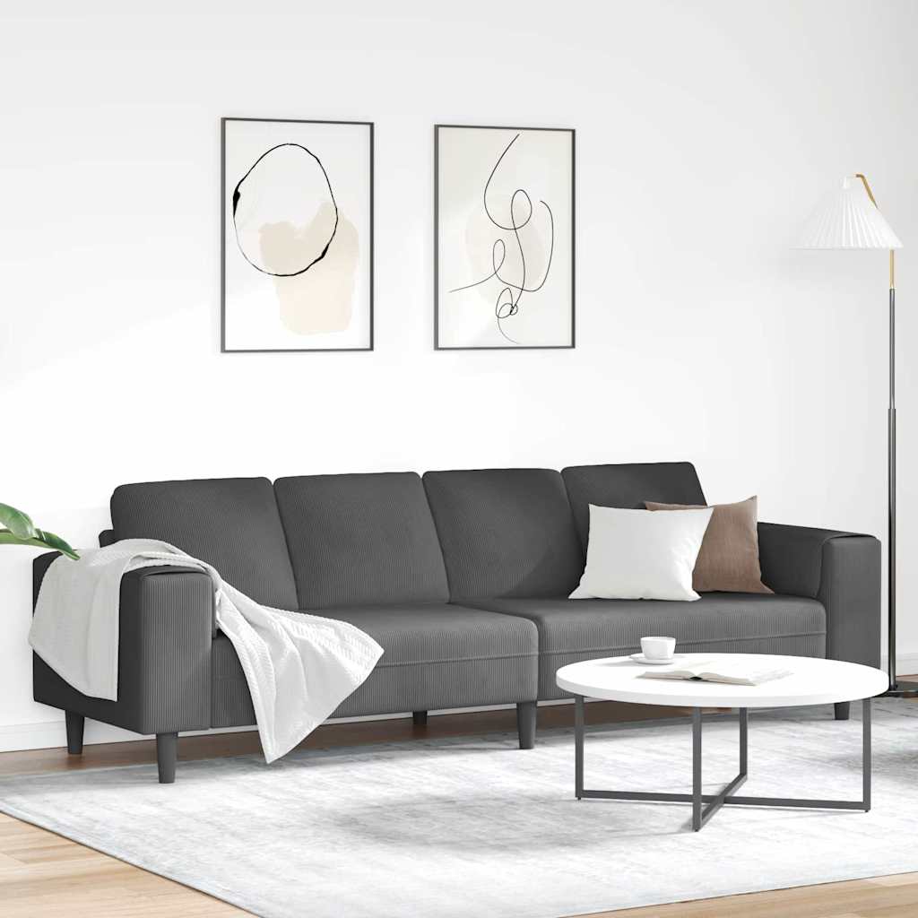 vidaXL Sofa mit Kissen Hellgrau 250 x 77 x 76 cm Cordstoff